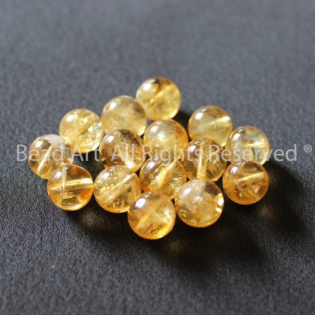 [1 Hạt] T.Anh Vàng (Citrine) Tự Nhiên 7.5-8mm, Đá Phong Thuỷ, Làm Trang Sức, Vòng Tay, Chuỗi Hạt (Loại AA)