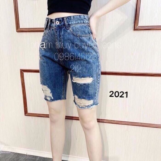 Quần xooc bò rách gối -L