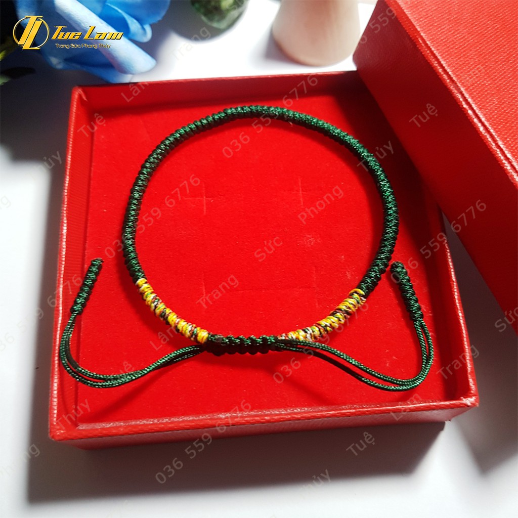 [Handmade] Vòng tay chỉ tibet xanh lá cao cấp hợp mệnh