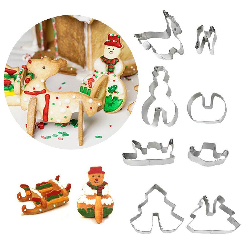 Set 8 Khuôn Làm Bánh Tạo Hình Chủ Đề Giáng Sinh 3D Độc Đáo Tiện Dụng