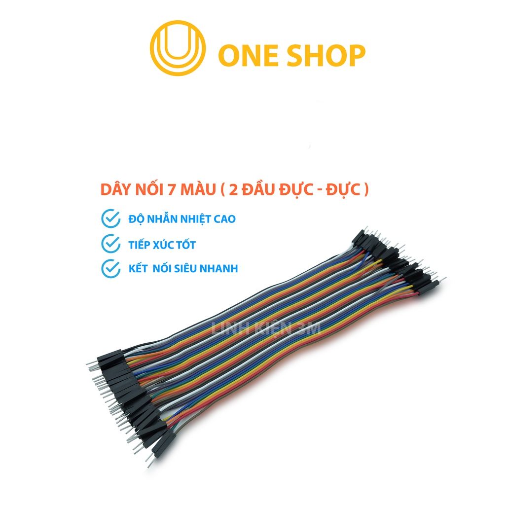 Dây Nối 7 Màu Dài 21Cm - 40 sợi ( 2 Đầu Đực-Đực )