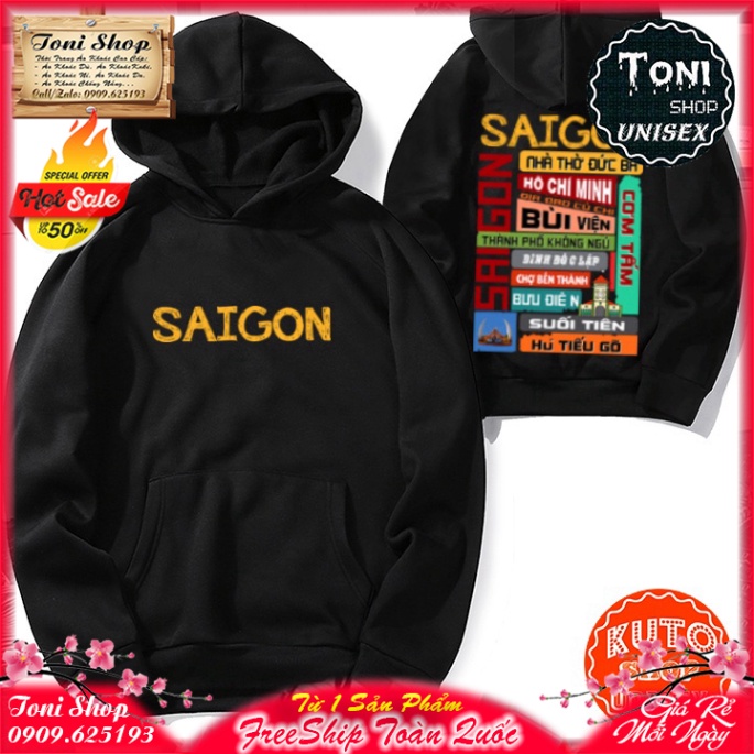 ÁO HOODIE SÀI GÒN ƠI - In Pet Siêu Bền Siêu Đẹp - Full Size Full Màu