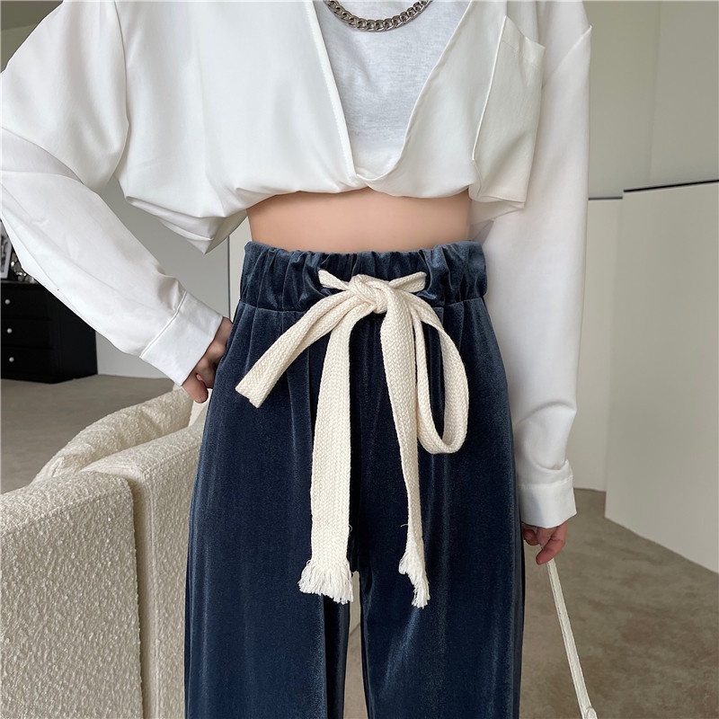 Quần nhung ống rộng phong cách Hàn Quốc mẫu mới thời trang xuân thu cho nữ