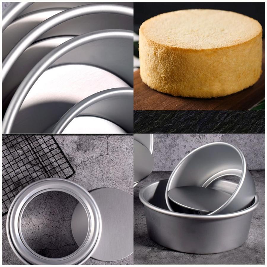Khuôn Tròn Nướng Bánh Bông Lan Gato Dụng Cụ Làm Bánh Sinh Nhật Đường Kính 2 inchs 4inchs Nhôm Trắng Cao Cấp