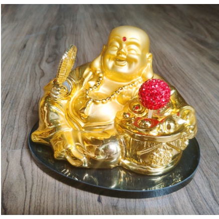 Tượng phật di lặc để trên ô tô kiêm nước hoa ô tô xe hơi cao cấp khử mùi chống say xe cầu an lành hạnh phúc