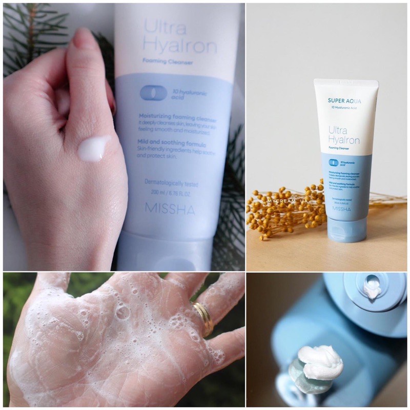 Sữa rửa mặt MISSHA Super Aqua 10 Hyaluronic acid Ultra Hyalon 200ml