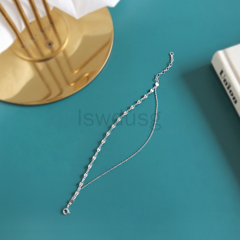 【Còn hàng】 Chuỗi vòng cổ bằng bạc rắn 925 Chiều dài khác nhau Chuỗi hai tầng dành cho phụ nữ Quà tặng thời trang Quà tặng trang sức