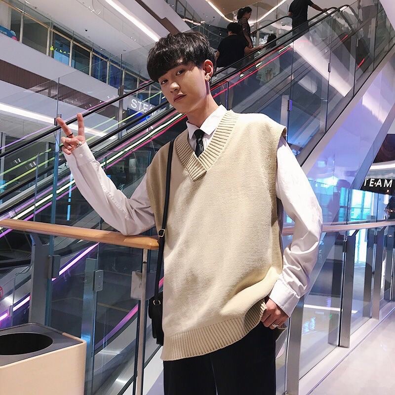 Áo gile trơn cổ v 4 mùa