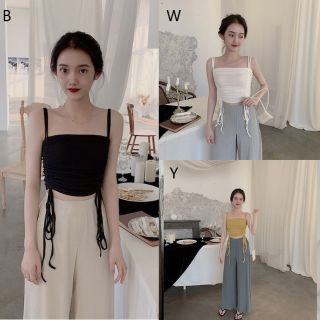 Áo 2 dây croptop rút dây 2 bên eo