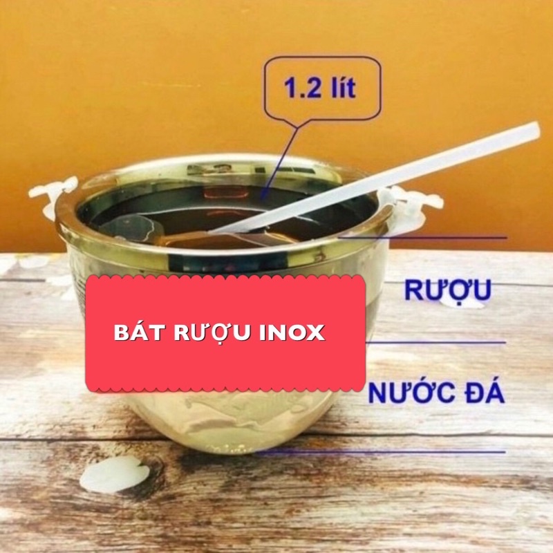 Bát Đựng Rượu Ướp Lạnh Inox và Dụng Cụ Ướp Lạnh Trái Cây Tặng Kèm Muỗng Múc Rượu