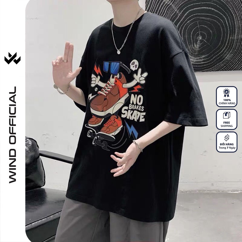 Áo thun tay lỡ WIND phông unisex form rộng bản Premium GIÀY nam nữ oversize ulzzang
