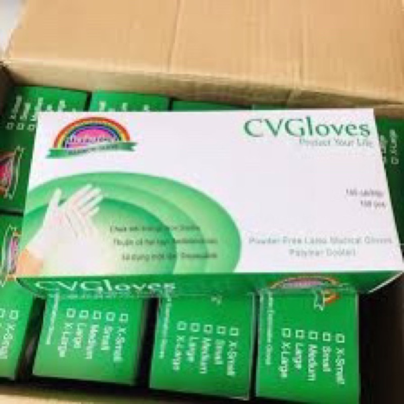 GĂNG TAY Y TẾ CVGLOVES BẢY SẮC CẦU VỒNG, HỘP 100 CÁI - Hộp nắp bật dễ dàng lấy găng