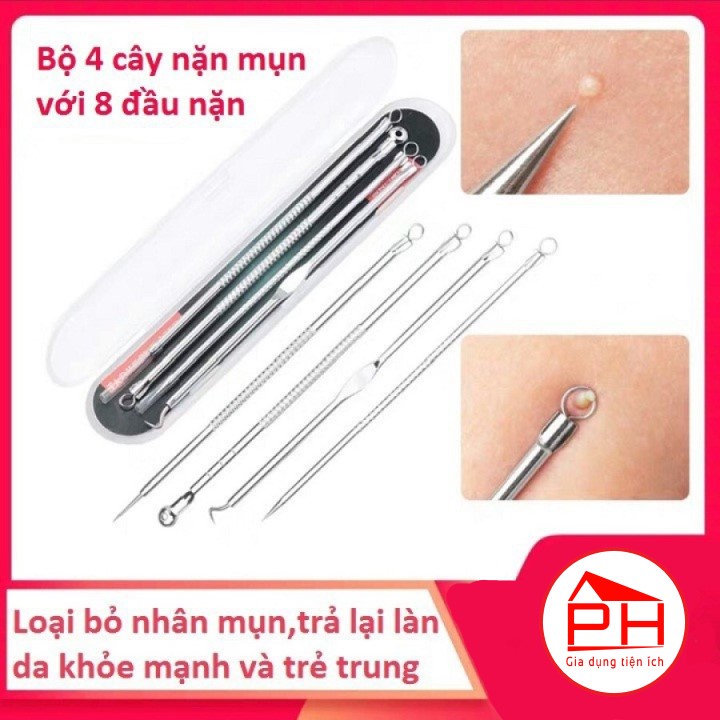 Bộ dụng cụ nặn mụn chứng cá 4 cây 8 đầu đa năng và tiện dụng - HS Shop Thủ Đức