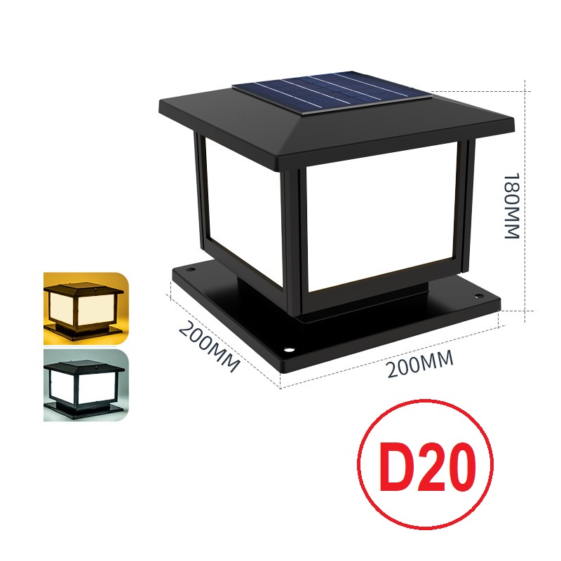 Đèn năng lượng mặt trời trụ cổng tường rào 300mm