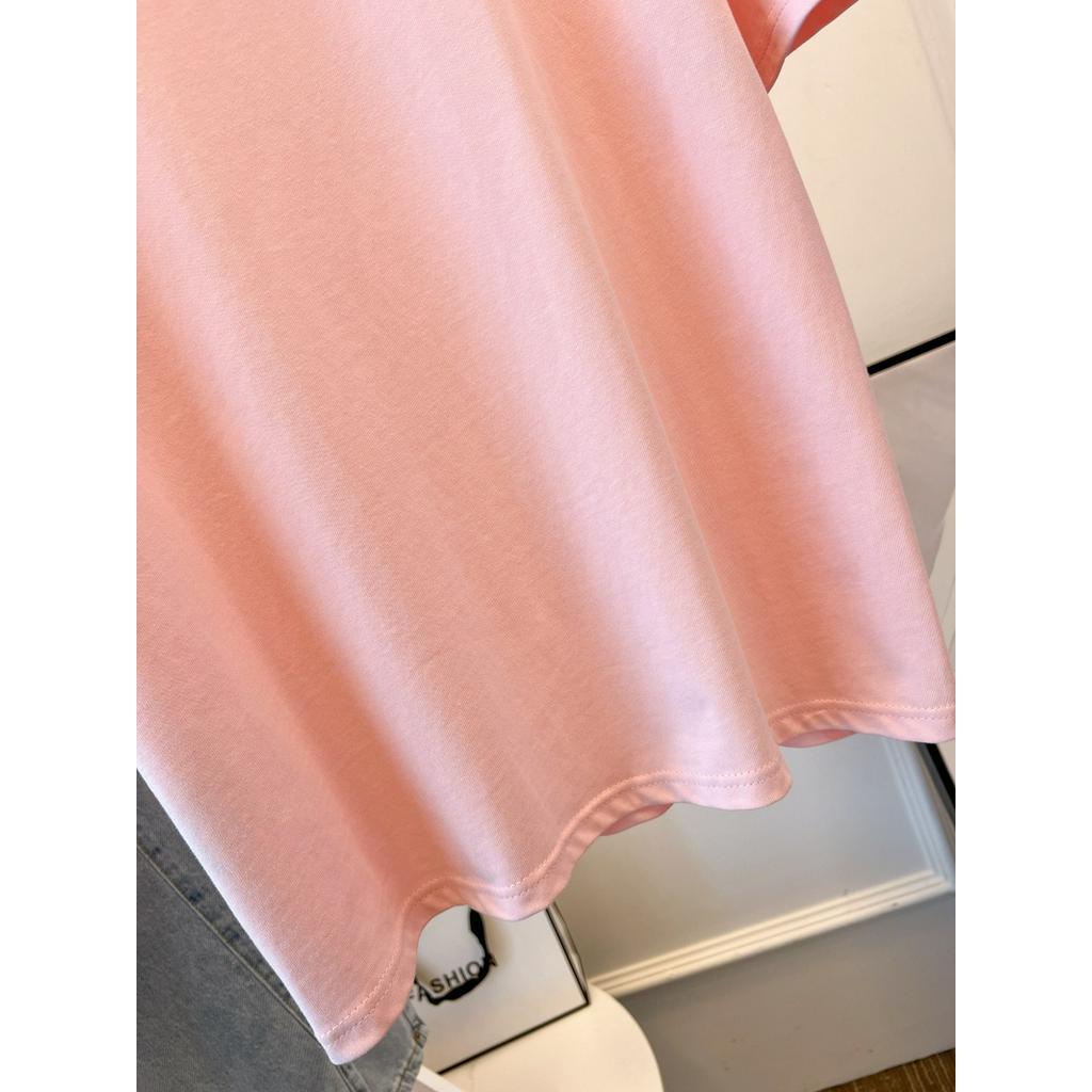 Áo Thun Cotton Tinh Khiết Dáng Rộng Ngắn Tay In Chữ Phong Cách Hàn Quốc Thời Trang Mùa Hè Hàng Mới 636