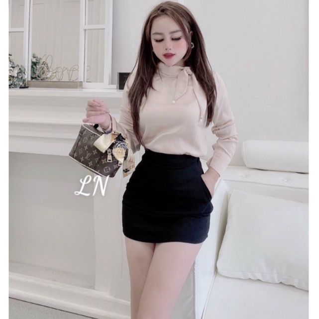 Áo sơ mi lụa công sở cổ ngọc nhiều màu