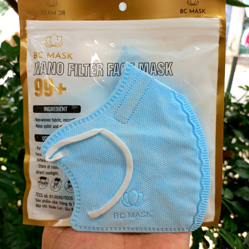 Khẩu trang N99 6d Bảo Châu BC Mask, công nghệ nano 5 lớp lọc kháng khuẩn 99%, túi 5 cái, nhiều màu sắc, cotienshop87