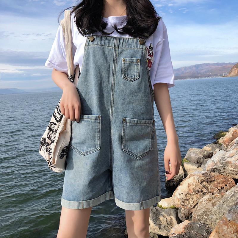 [Hàng Có Sẵn] Quần Yếm Denim Dáng Rộng Phong Cách Mori Thời Trang Hàn Quốc Dễ Phối Đồ Cho Nữ 2022