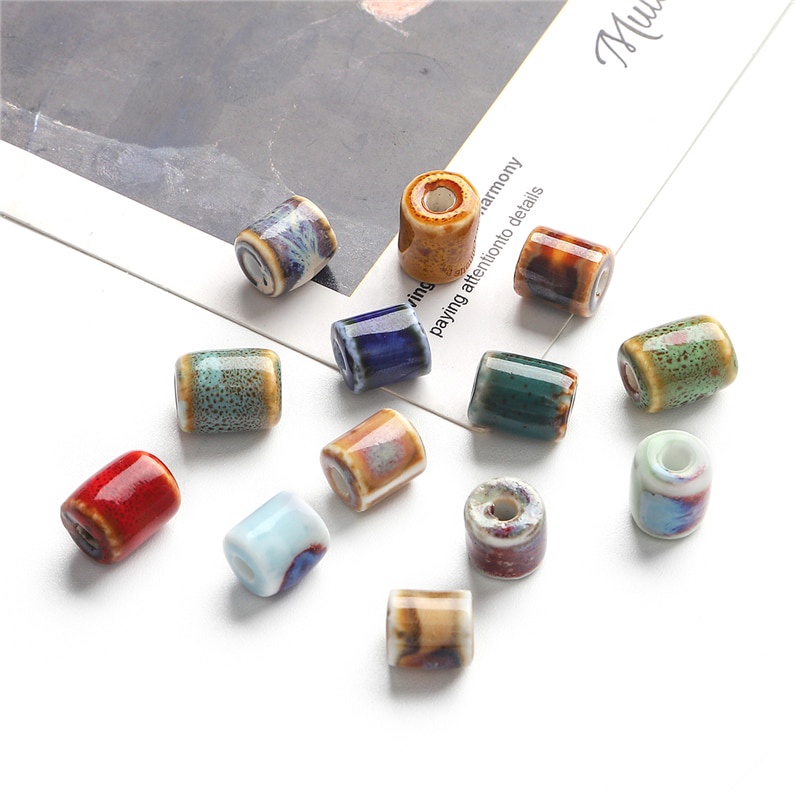 Set 10 ống gốm sứ 10x9mm làm trang sức thủ công