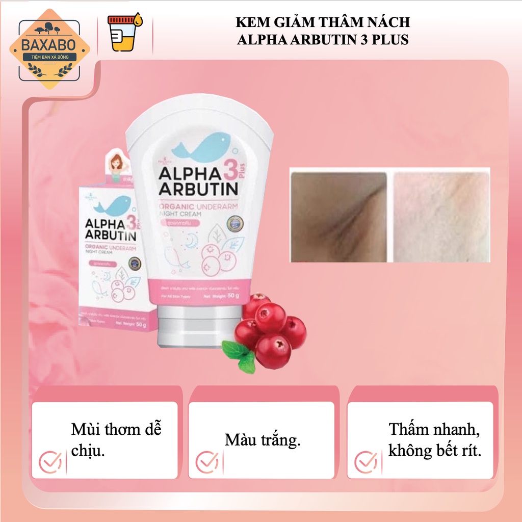 KEM DƯỠNG TRẮNG GIẢM THÂM NÁCH ALPHA ARBUTIN 3+ THÁI LAN - CÓ CHE TÊN SẢN PHẨM - 50GR