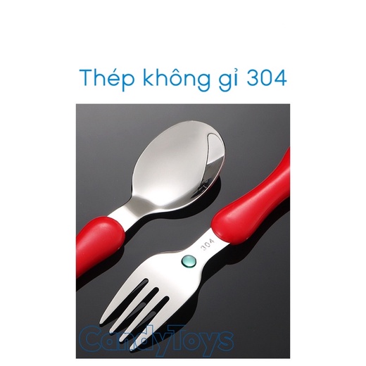 THÌA (MUỖNG), NĨA CHO BÉ ĂN DẶM BẰNG THÉP KHÔNG GỈ