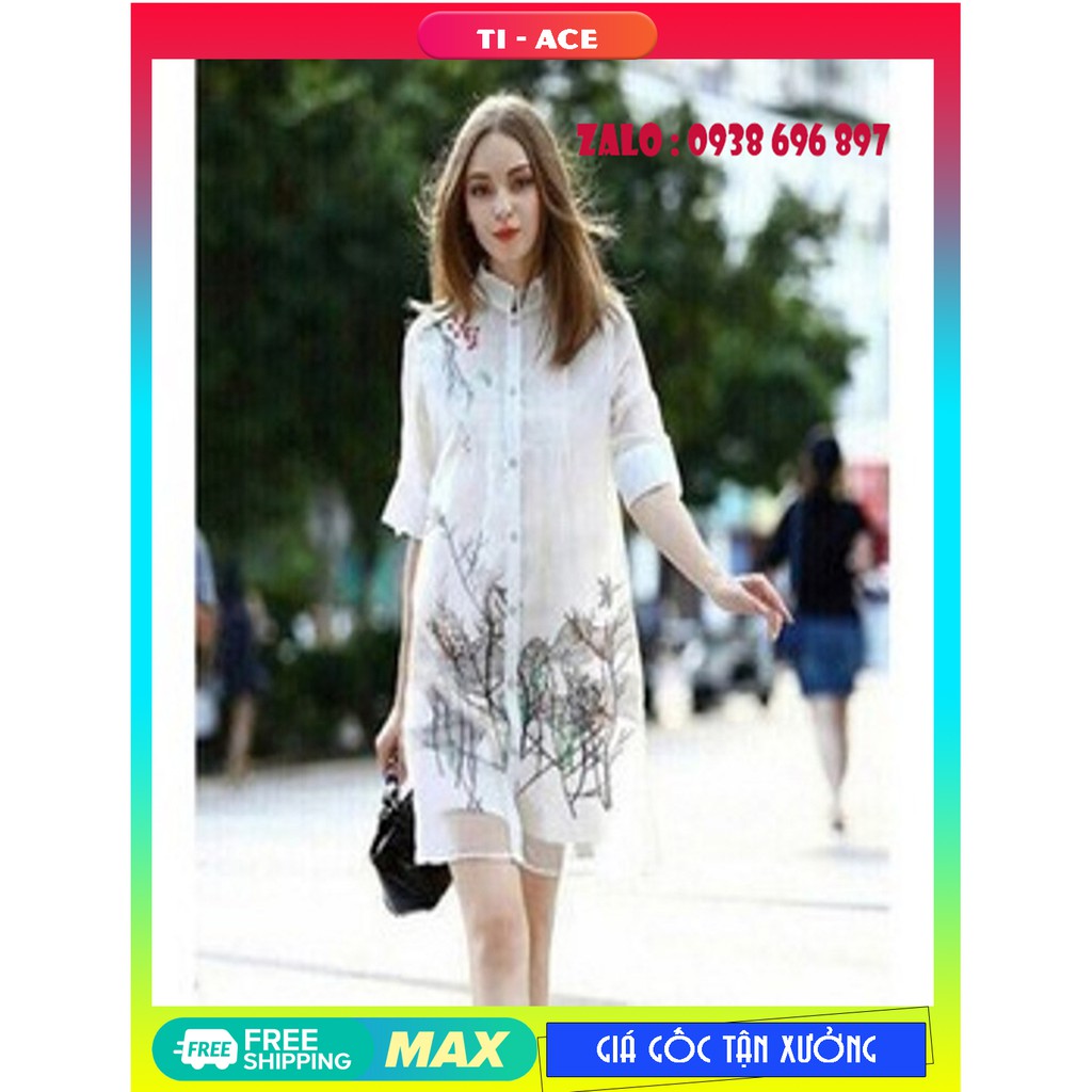 Đầm Sơ Mi 2 Lớp In Họa Tiết-💕𝑭𝑹𝑬𝑬𝑺𝑯𝑰𝑷💕[Đầm Kiểu Công Sở Thời Trang]
