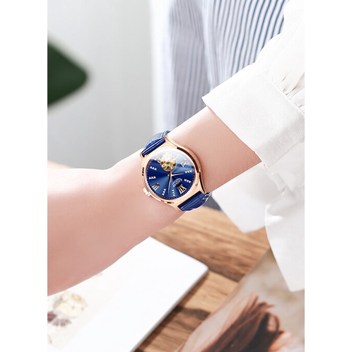 Đồng hồ nữ chính hãng KASSAW K990-2 Kính sapphire ,chống xước,Chống nước 50m ,BH 24 tháng,Máy cơ (Automatic) ,dây da xịn