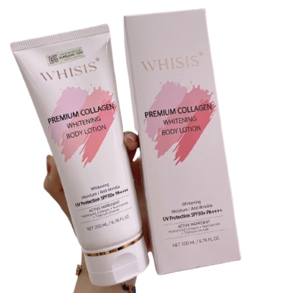 Sữa dưỡng thể trắng da chống nắng Whisis Premium Collagen Whitening Body Lotion - Tuýp 200ml