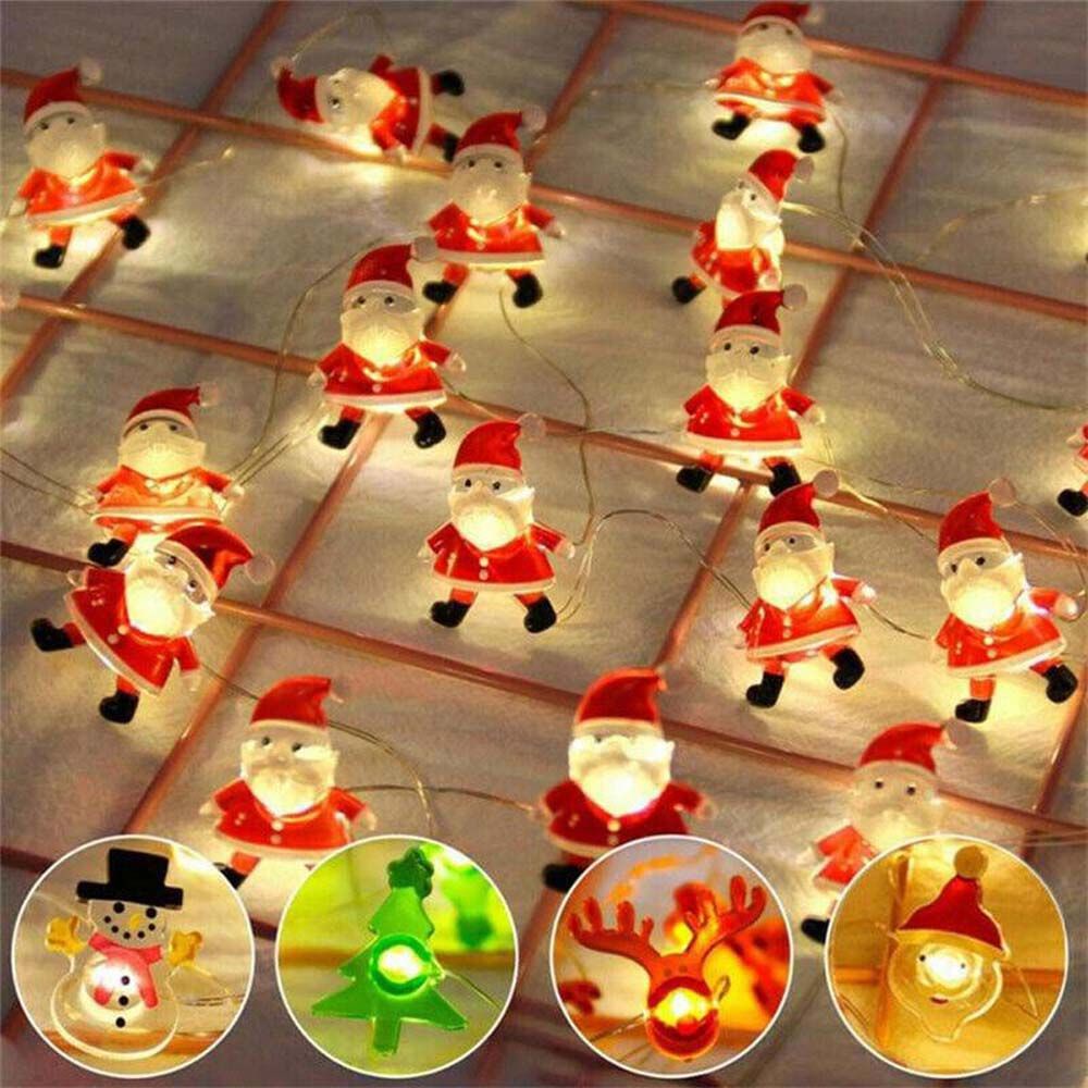 Dây đèn Led 20 bóng hình bông tuyết/ông già noel/tuần lộc/người tuyết sáng tạo trang trí giáng sinh 2m