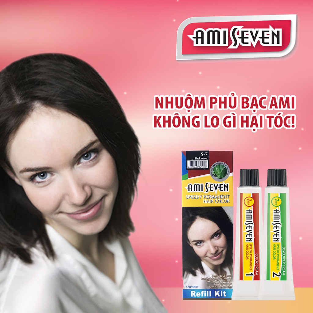 Nhuộm phủ bạc dược thảo Amiseven nhanh 7 phút AMI SEVEN  (Loại tiết kiệm) S7 (60g + 60g) HQ