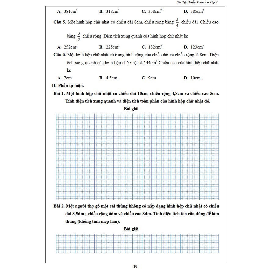 Sách - Bài Tập Tuần Toán 5 - Tập 2 (1 cuốn)