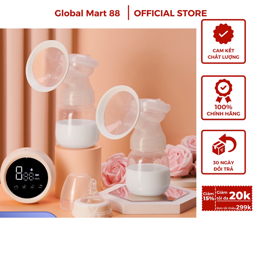 Máy hút sữa thông minh Miss Baby MZ-608T thế hệ mới 2022 - dòng máy hút sữa đôi không dây rảnh tay, sạc pin cao cấp