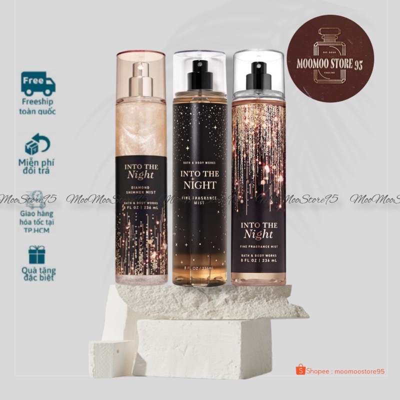 ❤️MOOMOO❤️ Xịt thơm toàn thân BATH & BODY WORKS - INTO THE NIGHT