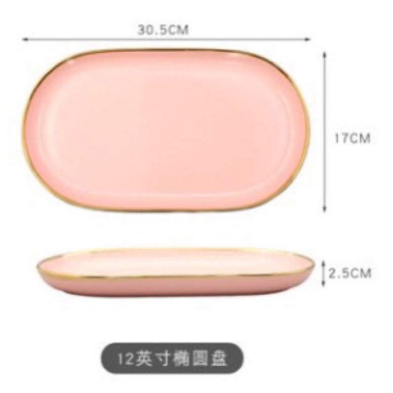 Bộ bát đĩa sứ viền vàng Bắc Âu-Bộ tô dĩa đẹp Decor Bếp