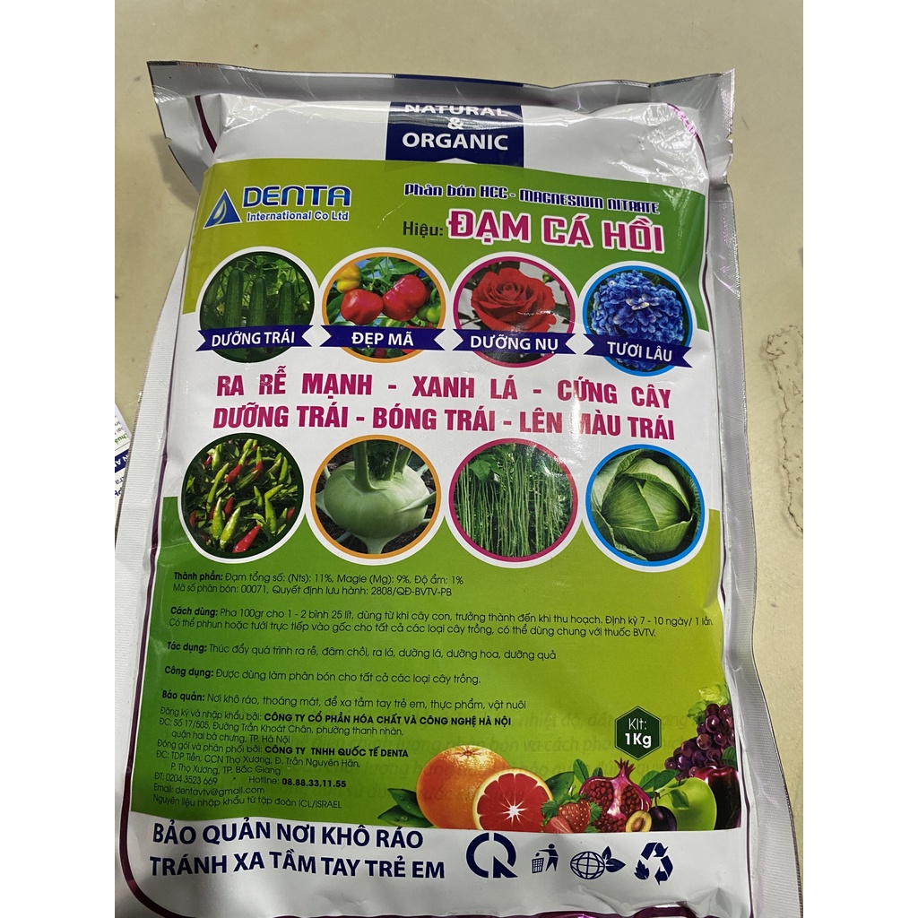 Phân Bón ĐẠM CÁ HỒI 1KG - DƯỠNG TRÁI, ĐẸP MÃ, CỨNG CÂY, XANH LÁ