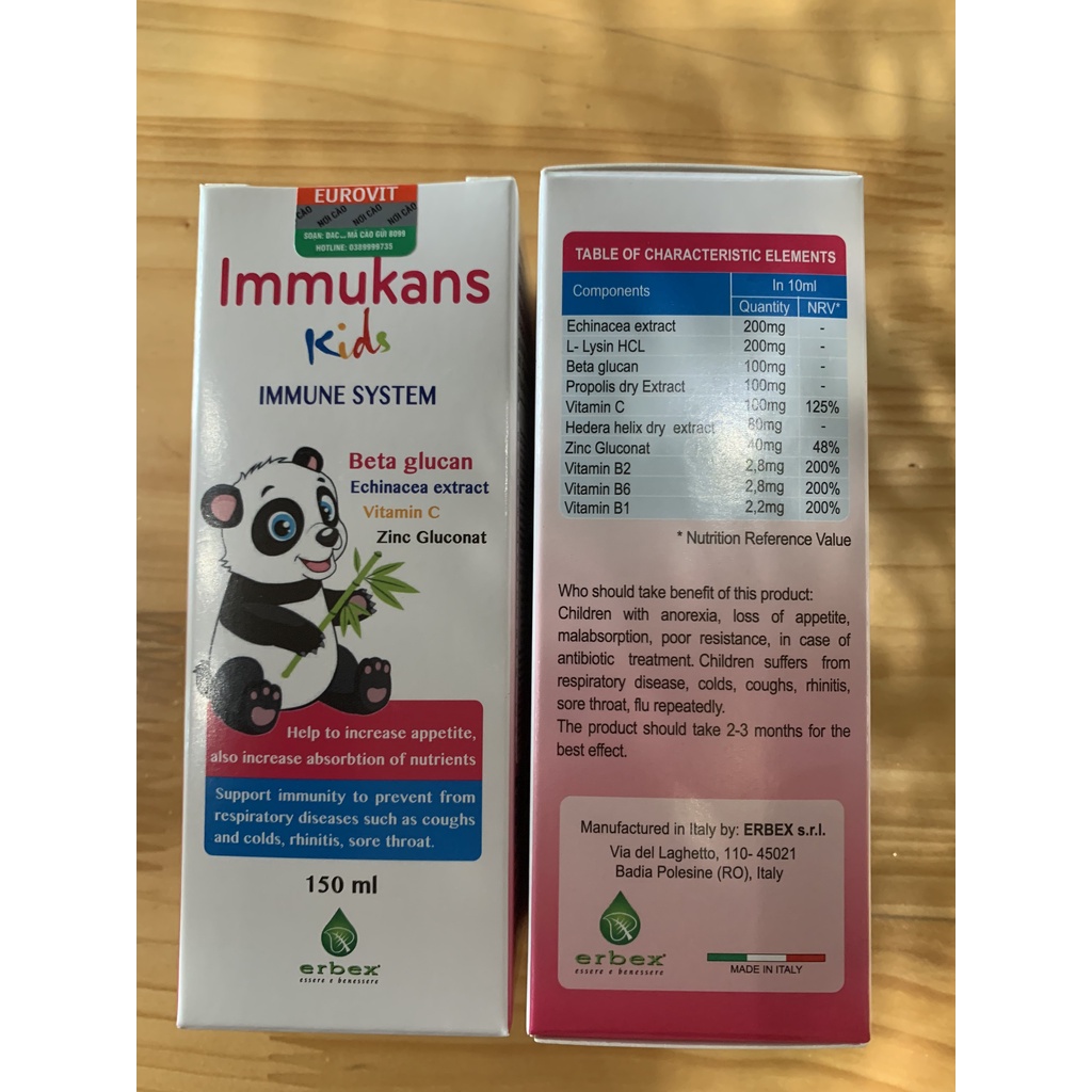 IMMUKANS KIDS Siro Ăn Ngon Và Tăng Sức Đề Kháng Cho Bé 150ml I Chính hãng Italia I thuochieuqua