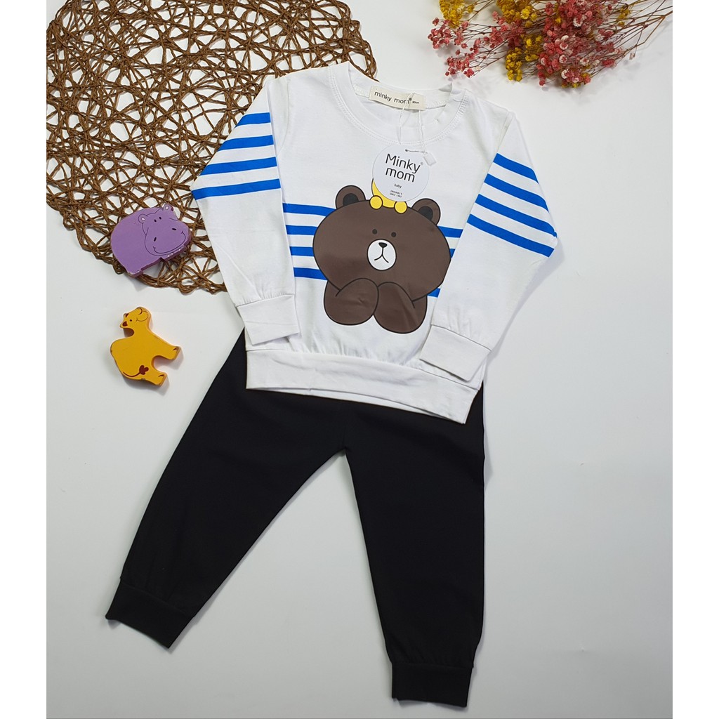 Bộ Dài Tay COTTON 100% MIMKY MOM In Hình Gấu Brown và Vịt Sally TD-IN15