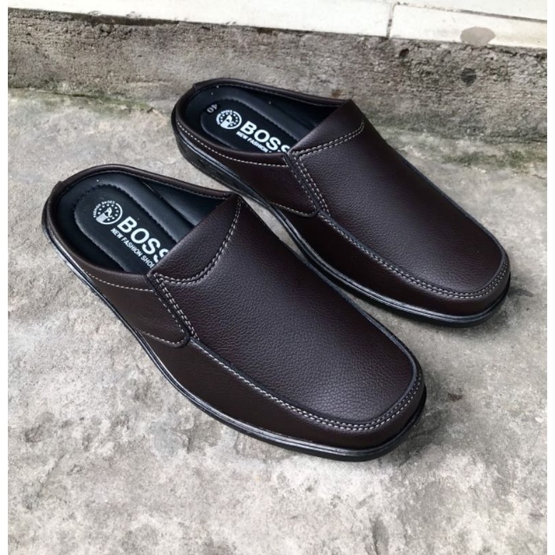 Giày không gót nam phom đẹp, mẩu mới, da mềm, mang êm chân..mã SP18..màu nâu..đế khâu sẵn rất chắc chắn