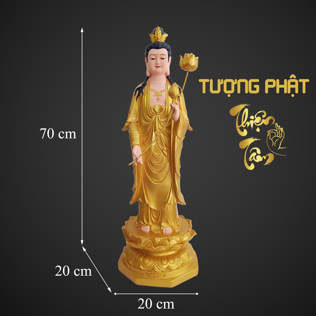 Tượng Đại Thế Chí Bồ Tát cao 70cm – Đứng – Màu Vàng (Mẫu Đài Loan) 025VD-DTC