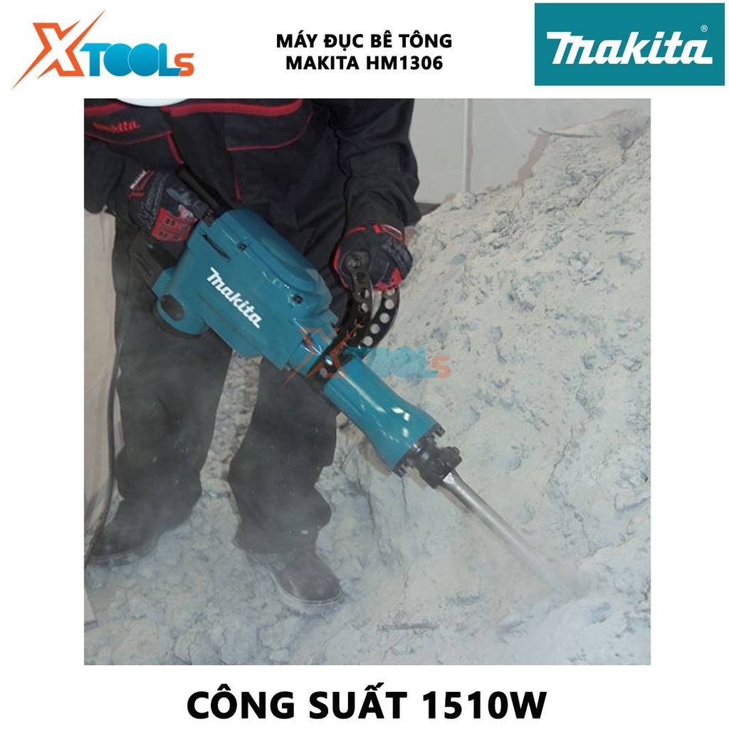 Máy đục bê tông 30mm Makita HM1306 | Đục bê tông (mũi lục giác) Tốc độ đập/phút: 1,450, dùng cho các ngành nghề xây dựng