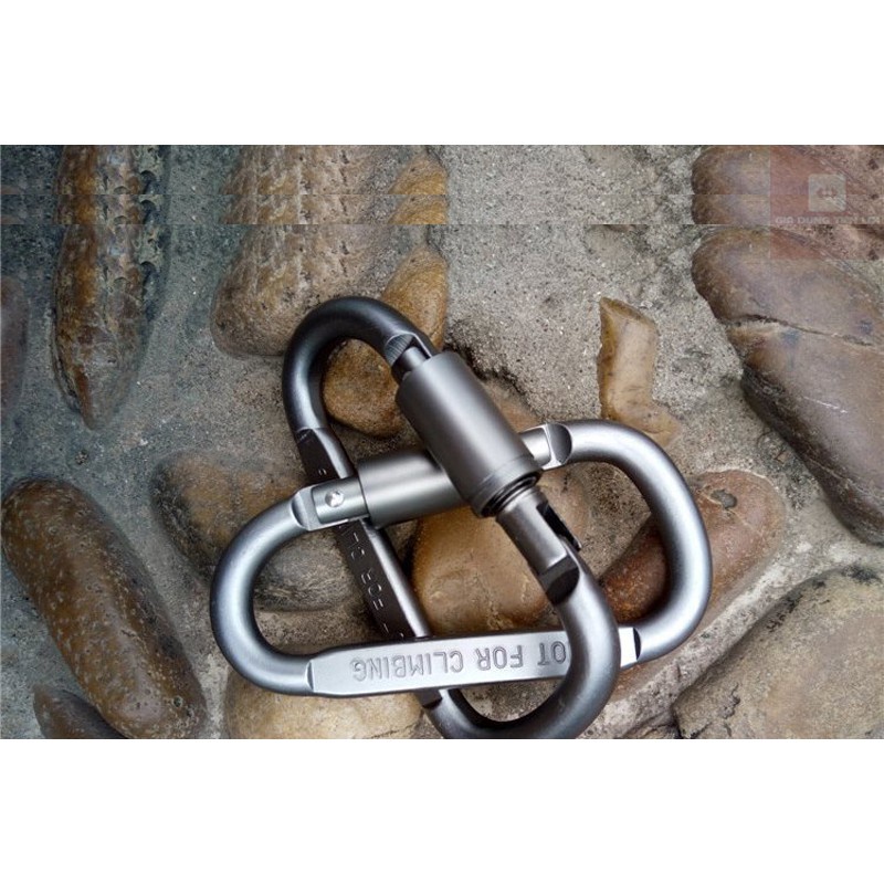 Móc Đa Năng Móc Khóa Nhôm Đi Phượt Carabiner Chữ D Khoá Xoay 8cm