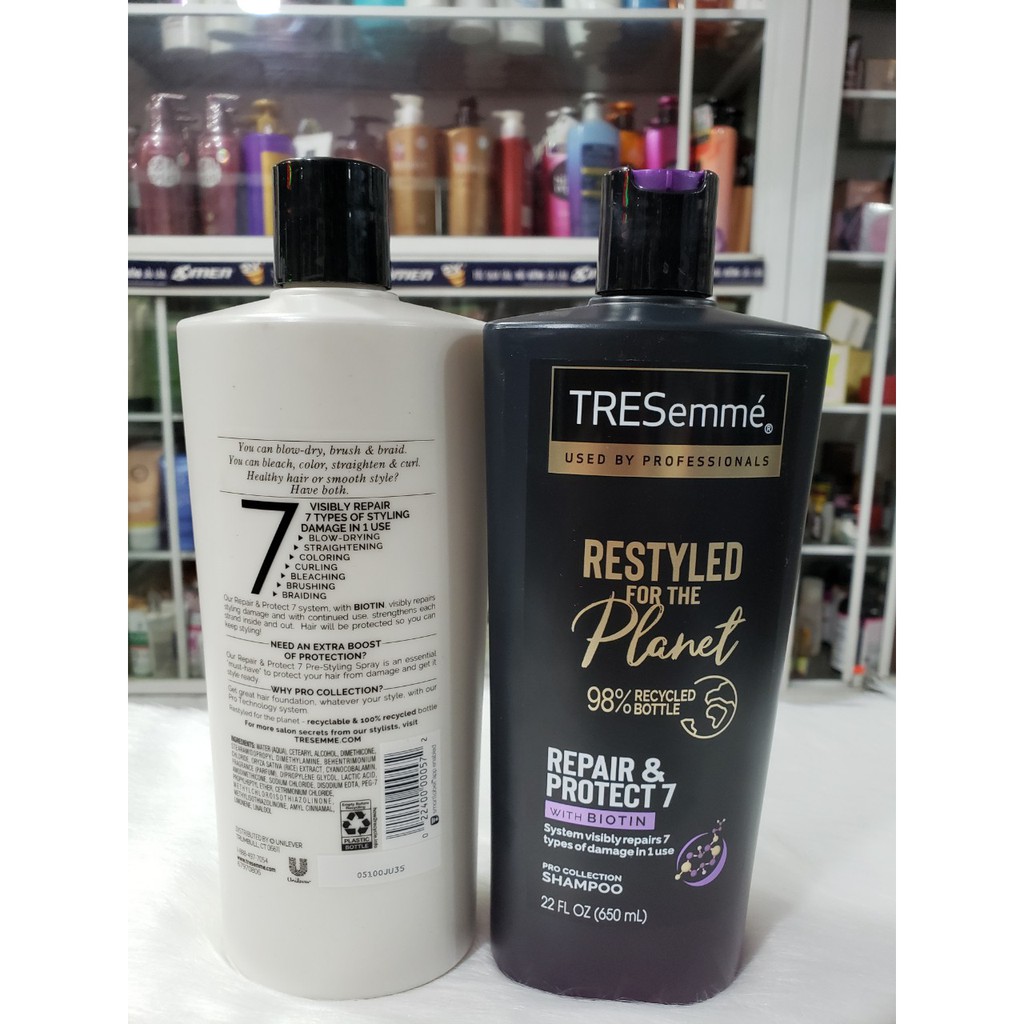 Combo Dầu Gội + Xả TRESemme Repair &amp; Protect 7 with Biotin 650ml Phục hồi hư tổn - Mỹ