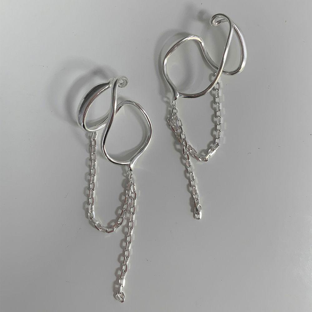 Khuyên Kẹp Vành Tai Dây Xích Giả Không Cân Xứng Thời Trang Punk Cho Nữ