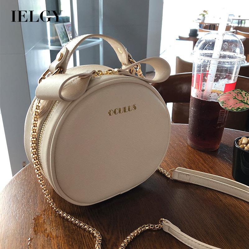 Túi đeo chéo nữ IELGY hình tròn mini với dây đeo vai có thể điều chỉnh phong cách Hàn Quốc