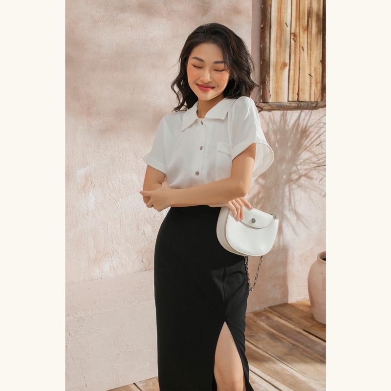 ZIEL Áo sơ mi lụa ngắn tay
