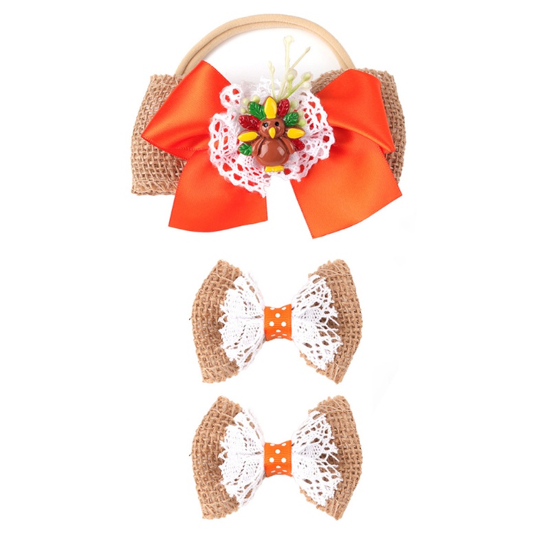 Set 3 Kẹp Tóc Hình Bướm Phối Ren Xinh Xắn Dành Cho Bé Gái