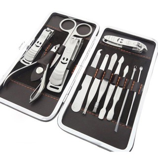 [ Hộp da ] bộ kềm cắt móng tay 12 món - bộ dụng cụ làm đẹp kiềm Inox 12 món