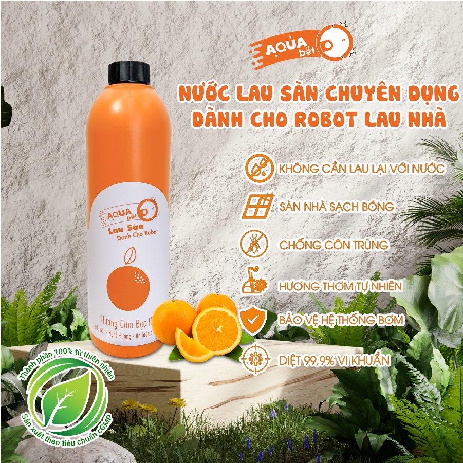 Nước lau sàn chuyên dụng cho robot hút bụi lau nhà - Aquabot - Hương Cam Bạc Hà