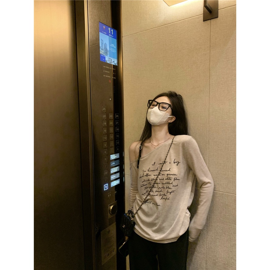 Áo Thun Nữ Dài Tay Lệch Vai Thời Trang Hàn Quốc