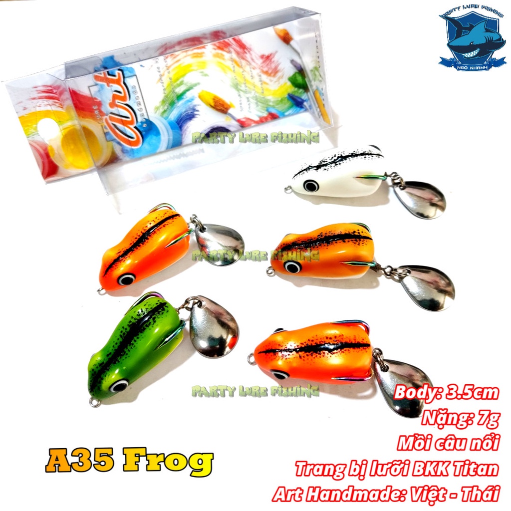 Mồi câu cá lóc Nhái Hơi A35 lưỡi titan , mồi Lure Handmade cao su Thái Lan